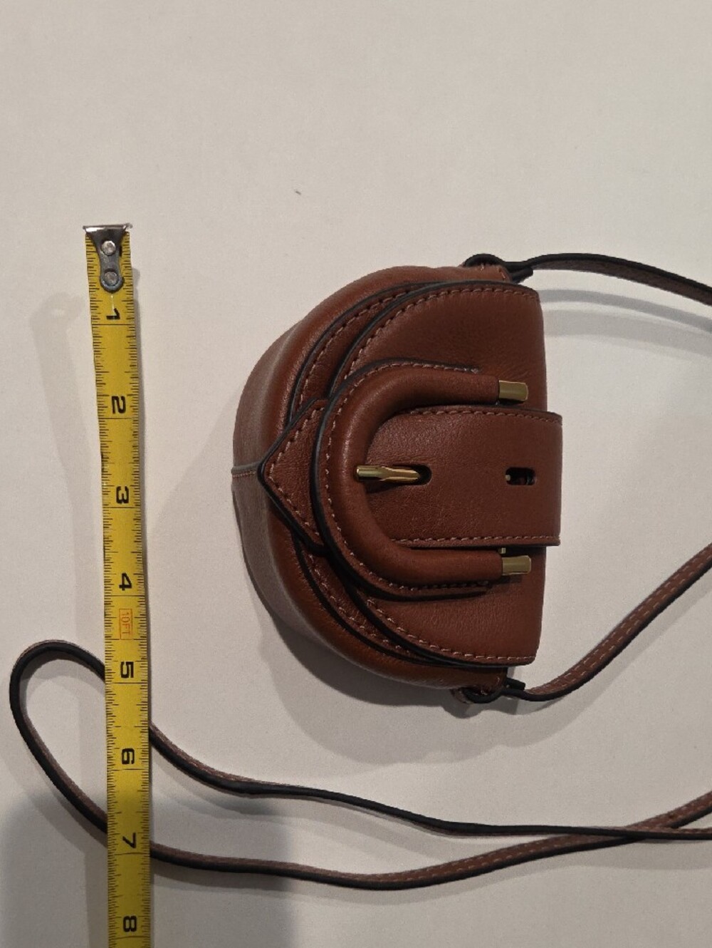 Fossil Brown Leather Crossbody Mini Bag Magnetic Closure - Picture 6 of 6